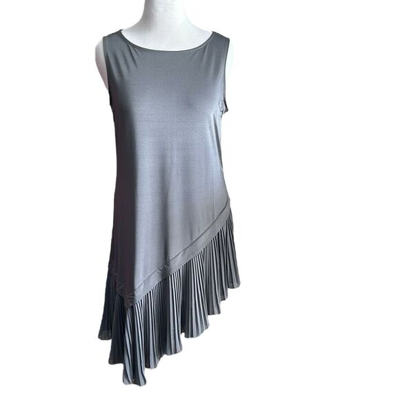 H by Halston Women’s Shift Asymmetrical Aside Pleats  Sleeveless Retro Dress M - Picture 1 of 12